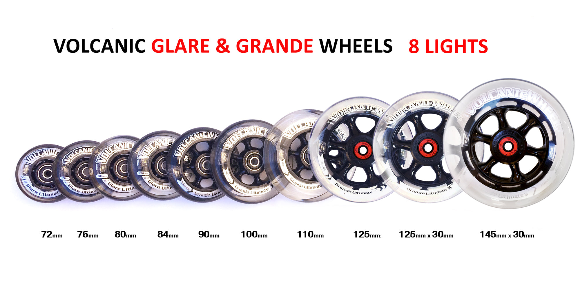 Volcanic 6″x1.25" WIDE (145x30mm) Wheels (2pcs)